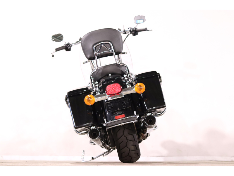 値下げ！ハーレー2005ロードキング用白地皮/青パイピングシングルシート程度上物 hd-parts_hd-rk-6-s